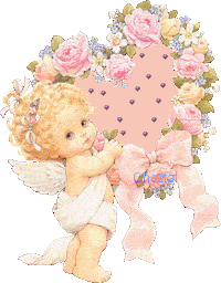 Angel con Corazon de flores