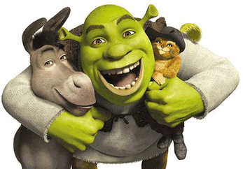 Shrek con Gato y Asno