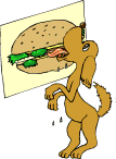 perro con hamburguesa