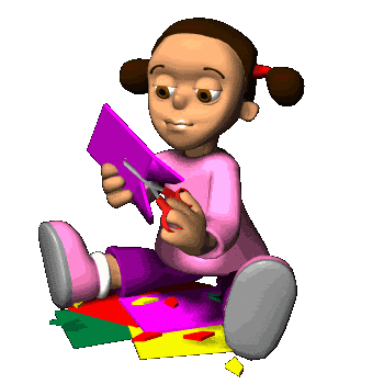 Gif de niña cortando