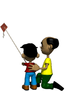 niño y su padre con la cometa