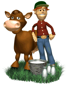 Granjero y vaca